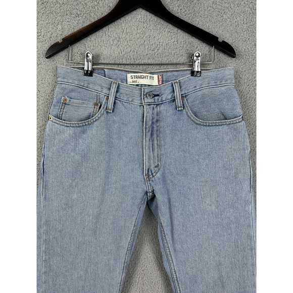 Levis 505 Jeans Mens 32x32 Blue Light Wash Straight Fit Zip Fly Denim VTG Rugby